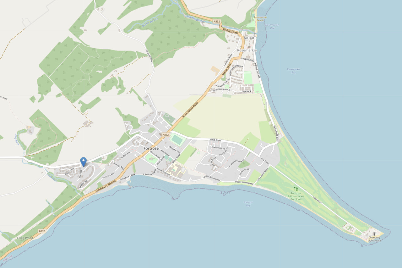 Map showing Feddon Hill in Fortrose